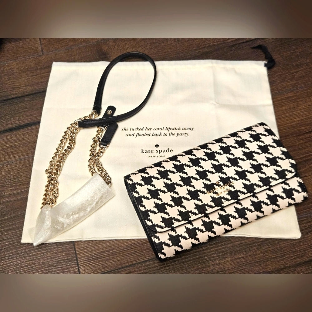 NWOT Kate Spade ♠️ Black & White Houndstooth Clutch/Crossbody Bag